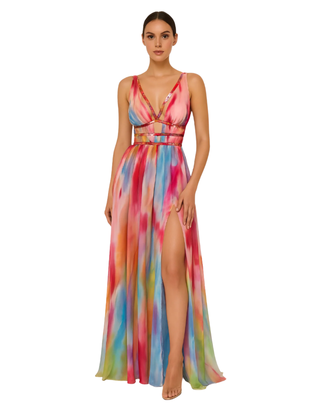 Marla | Robe maxi avec impression artistique élégante