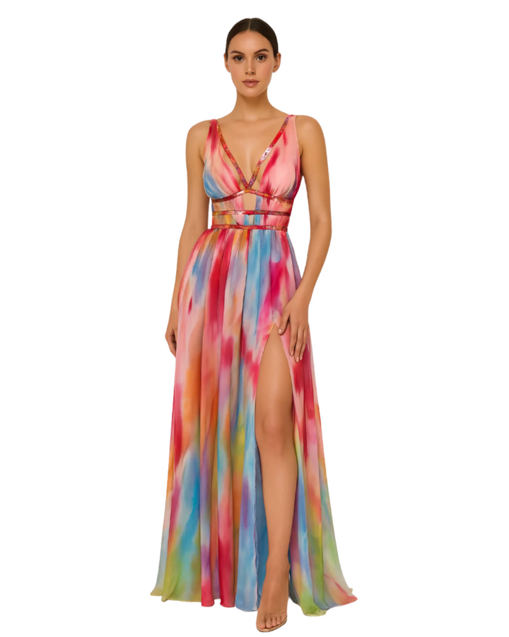 Marla | Robe maxi avec impression artistique élégante