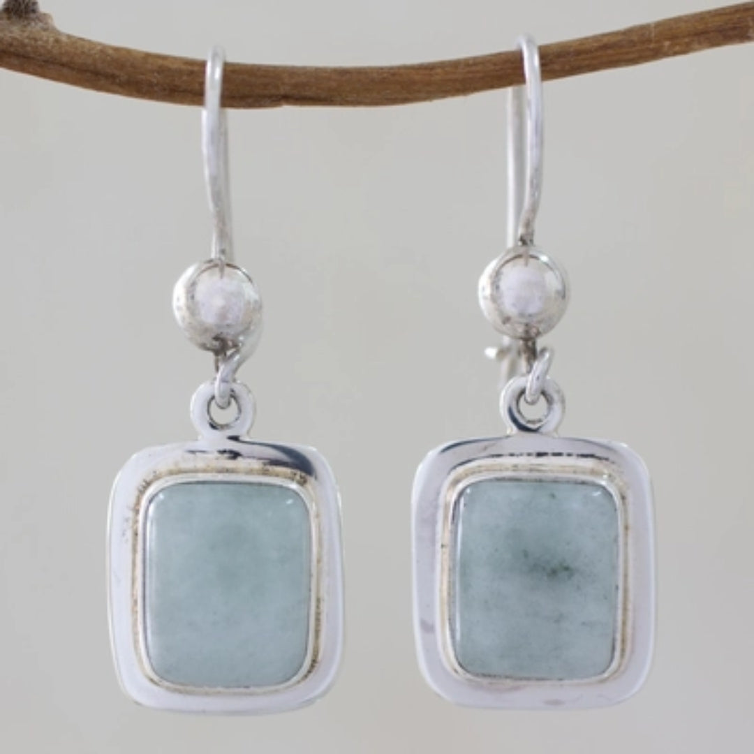 Boucles d'oreilles vintage bleues en argent sterling carrées