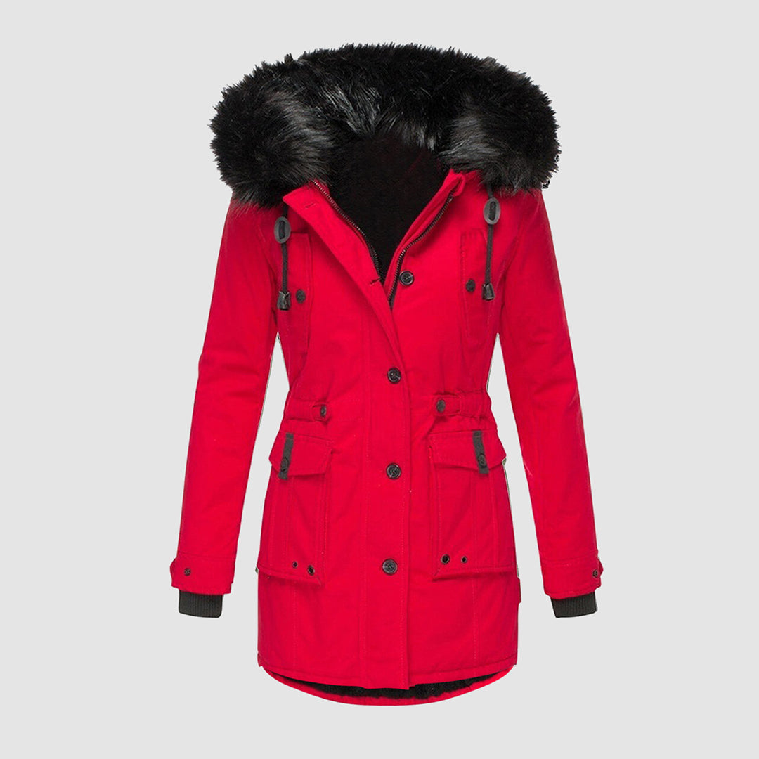 Veste d'hiver Femme Doublée Avec Capuche | Veste à Fermeture Éclair Avec Poches