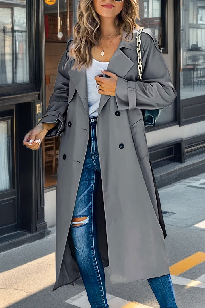 Manteau Trench long pour femmes | Double boutonnage