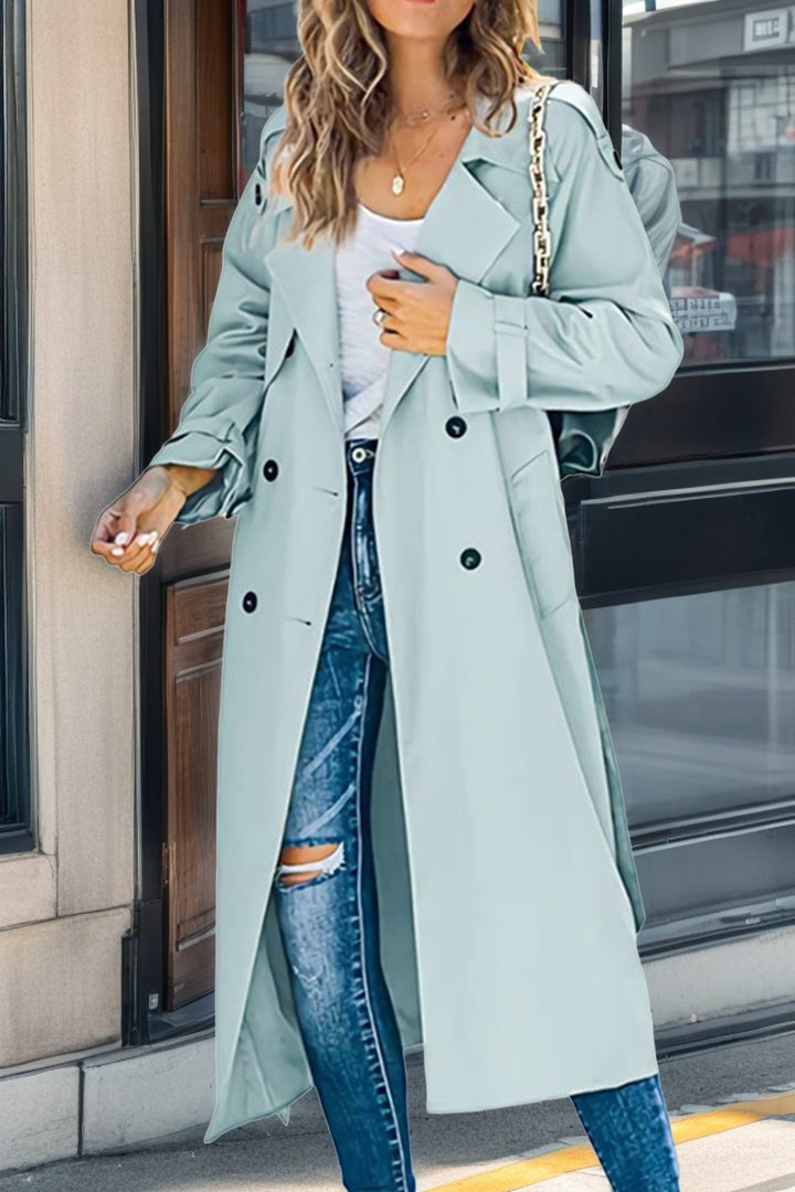 Manteau Trench long pour femmes | Double boutonnage