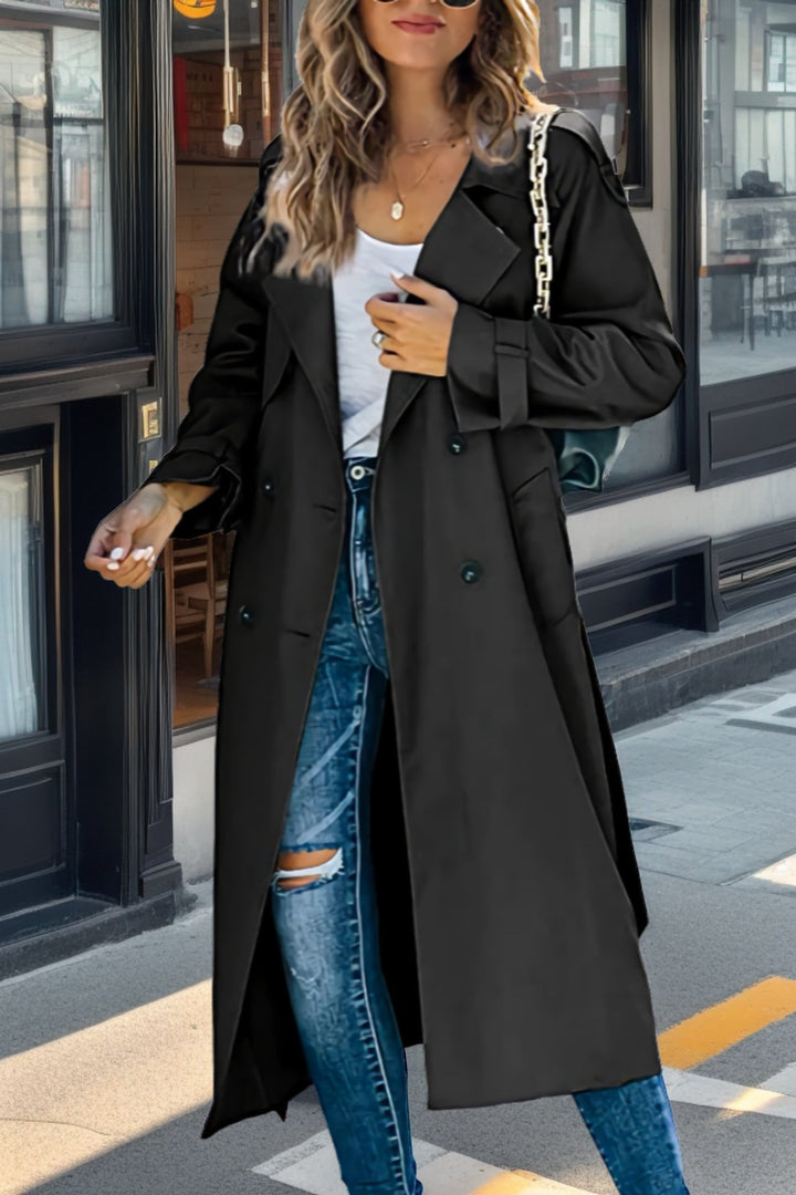 Manteau Trench long pour femmes | Double boutonnage