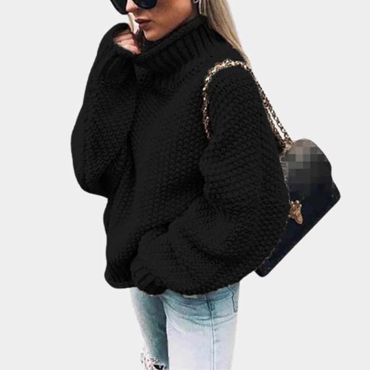Pull à col roulé pour femmes en grosse maille | Chaud & Décontracté