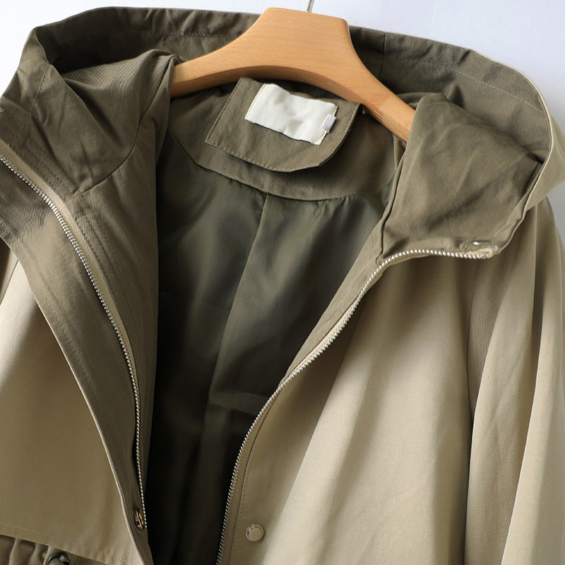 Trench-coat Femme | Long Manteau de Transition Avec Capuche