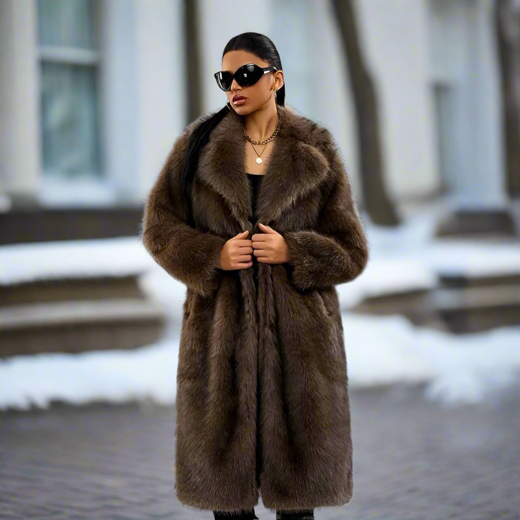 Manteau en fausse fourrure luxueux, surdimensionné et élégant pour femmes