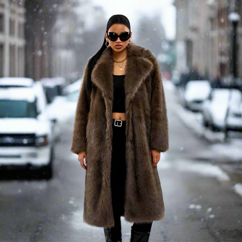 Manteau en fausse fourrure luxueux, surdimensionné et élégant pour femmes