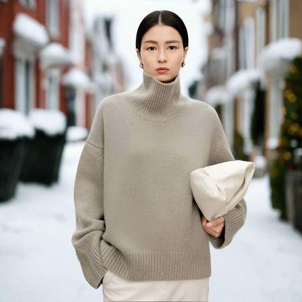 Pull à col roulé luxueux, minimaliste et élégant pour femmes