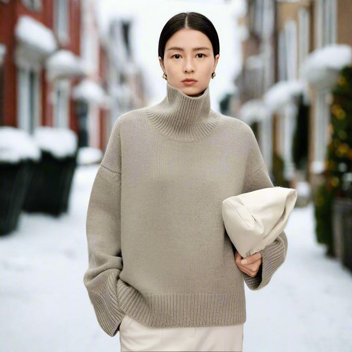Pull à col roulé luxueux, minimaliste et élégant pour femmes