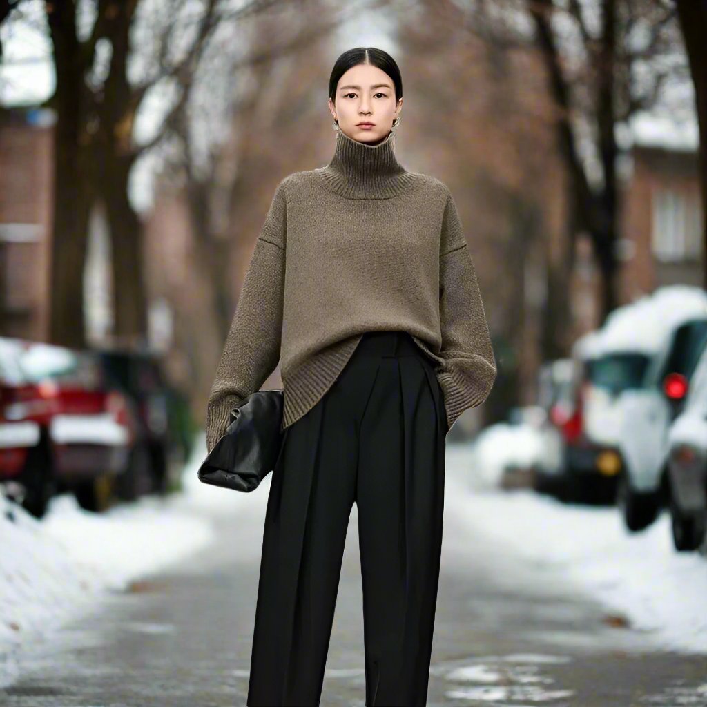 Pull à col roulé luxueux, minimaliste et élégant pour femmes