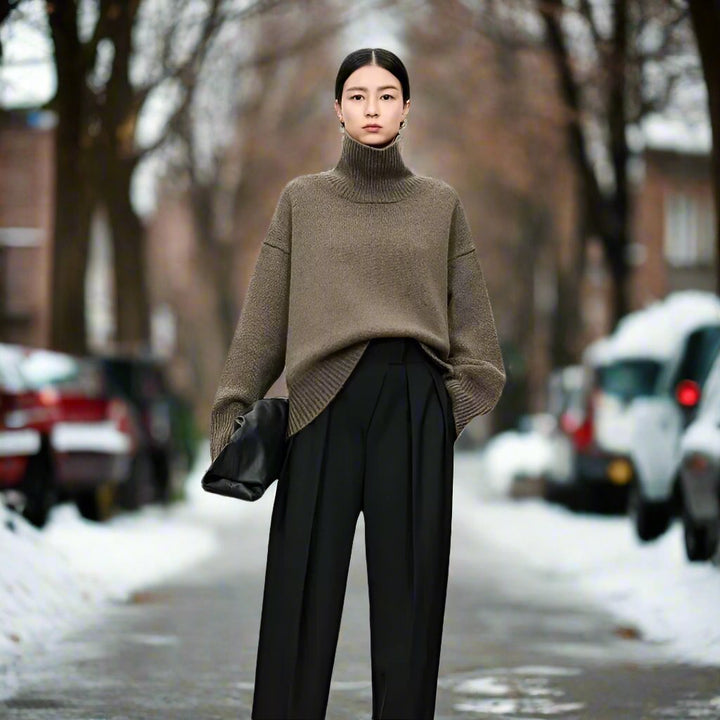 Pull à col roulé luxueux, minimaliste et élégant pour femmes