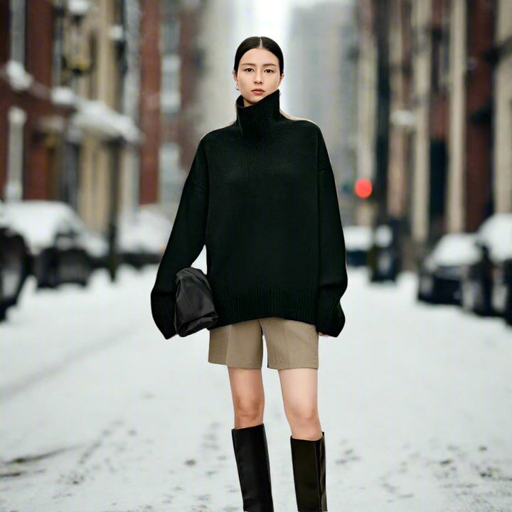 Pull à col roulé luxueux, minimaliste et élégant pour femmes