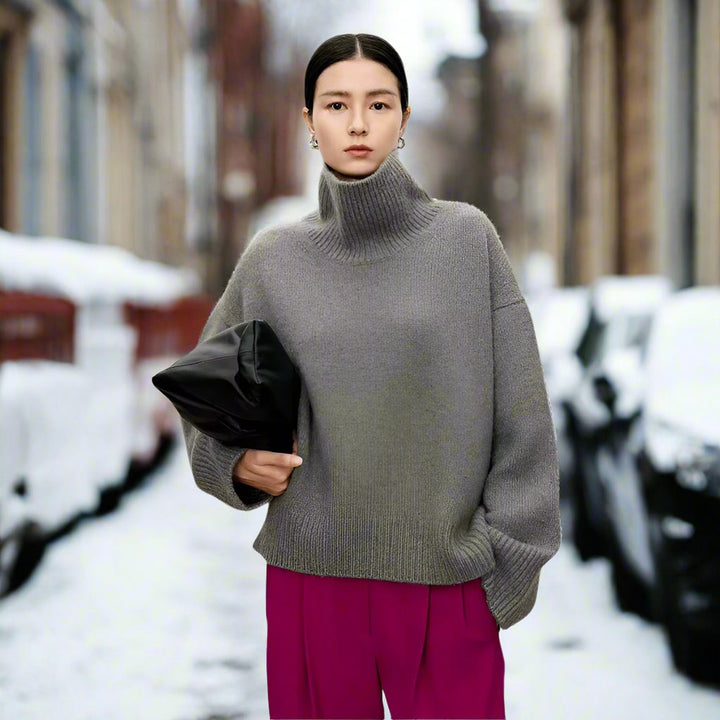 Pull à col roulé luxueux, minimaliste et élégant pour femmes