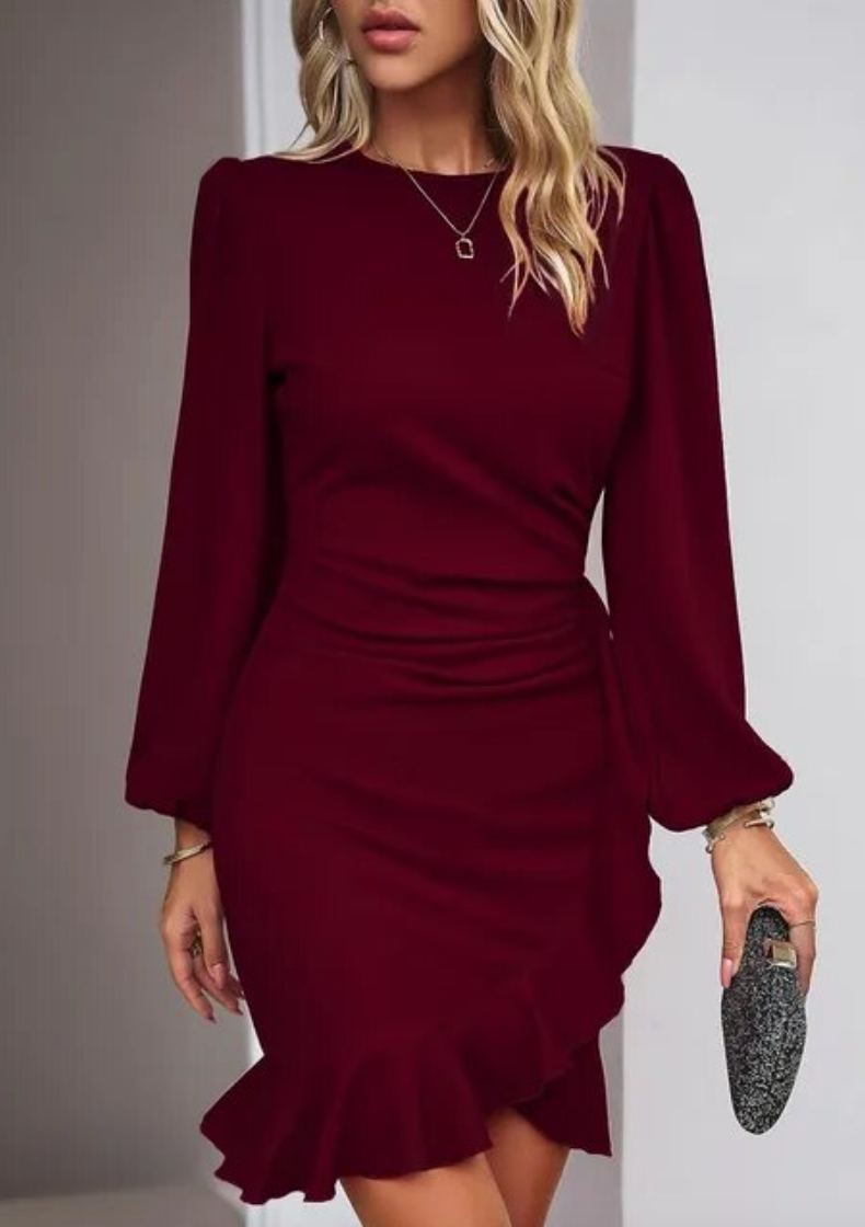 Nadine | Robe Bodycon Festive à Volants
