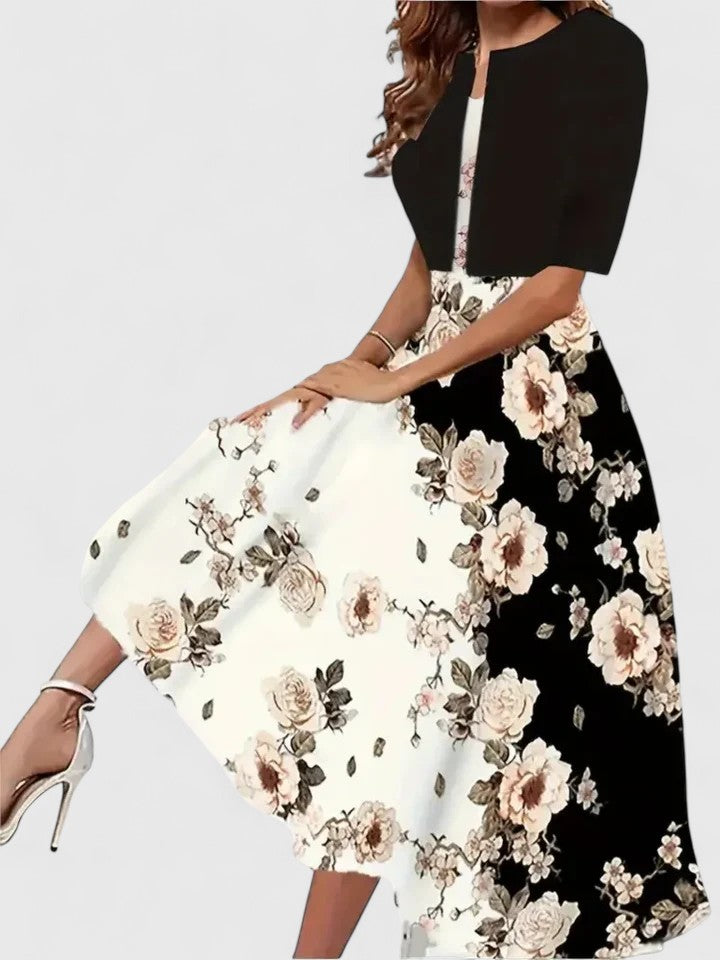 Orla | Robe midi A-ligne à manches courtes