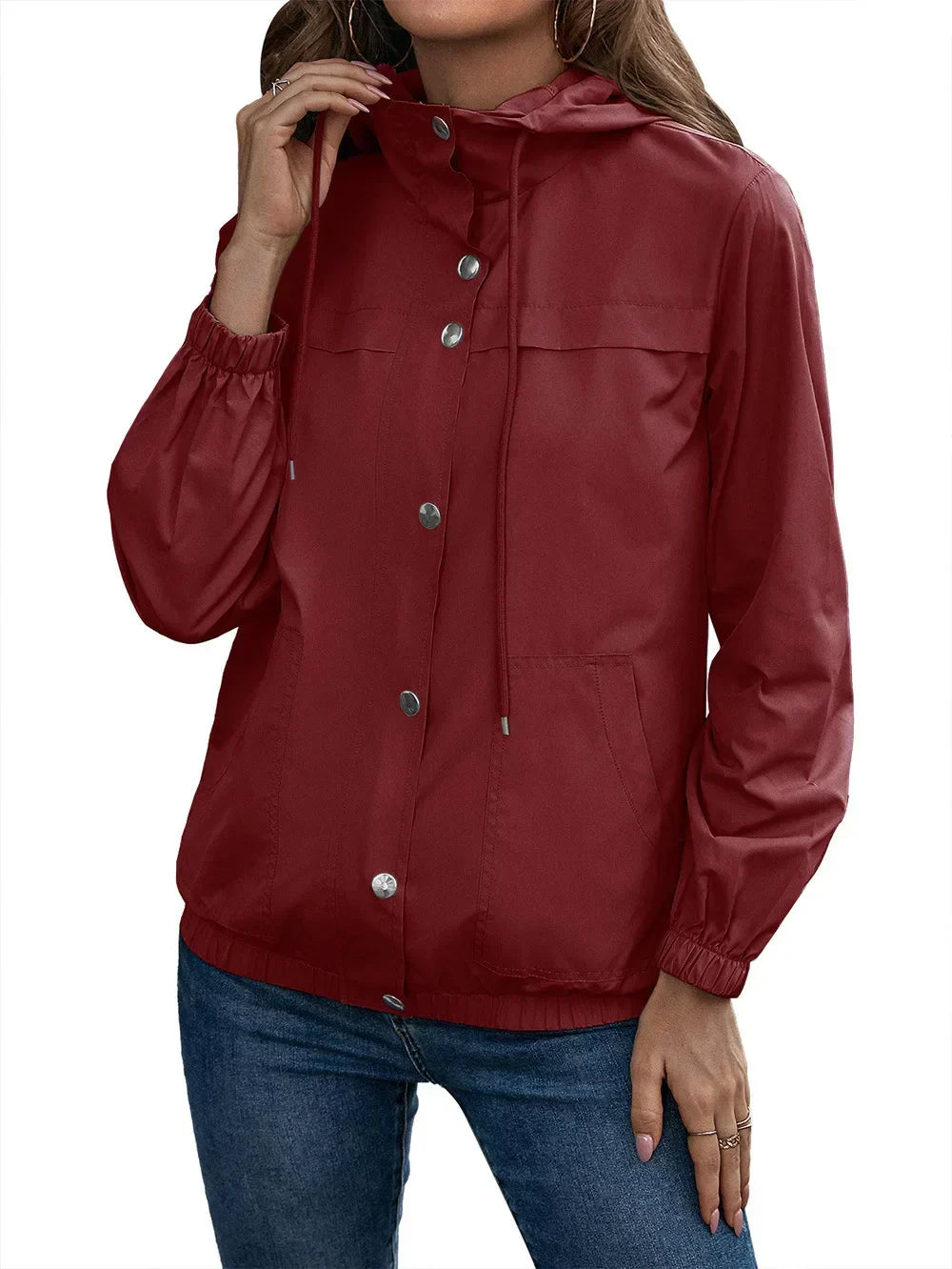 Manteau Trench Imperméable à Capuche pour Femmes | Manches Longues