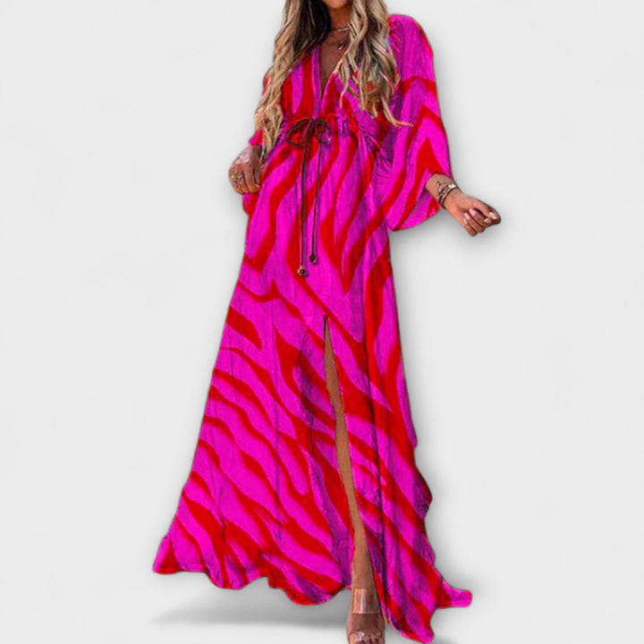 Aurina – Robe maxi fluide avec imprimé artistique