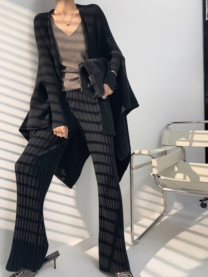 Pantalon long en tissu pour femmes à rayures