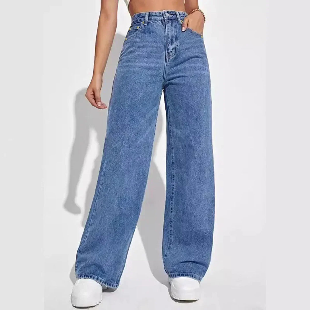 Jeans Baggy Taille Haute Femme
