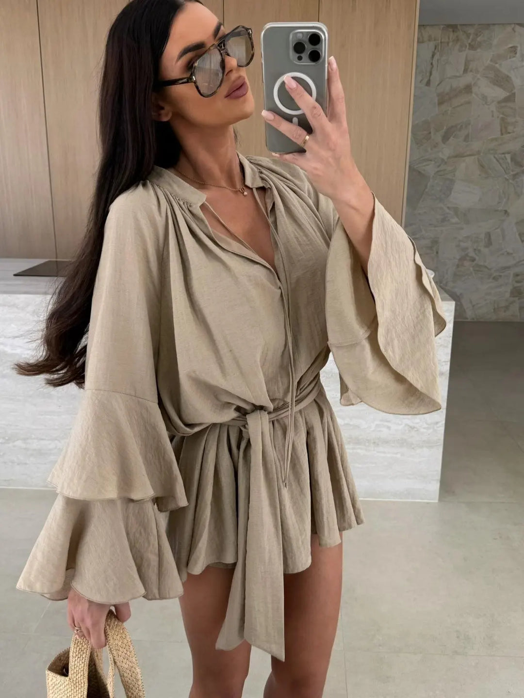 MAYLORA™ | Robe chemise légère avec ceinture à la taille
