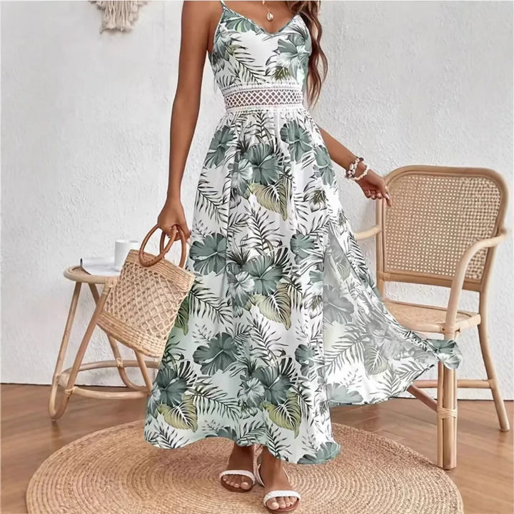 Robe Maxi Garden™ Avec Taille En Dentelle Et Fente Élégante