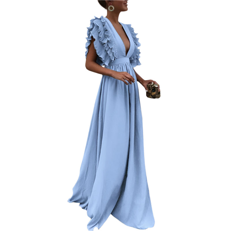 Robe Maxi LuxeFlair avec décolleté en V profond et volants