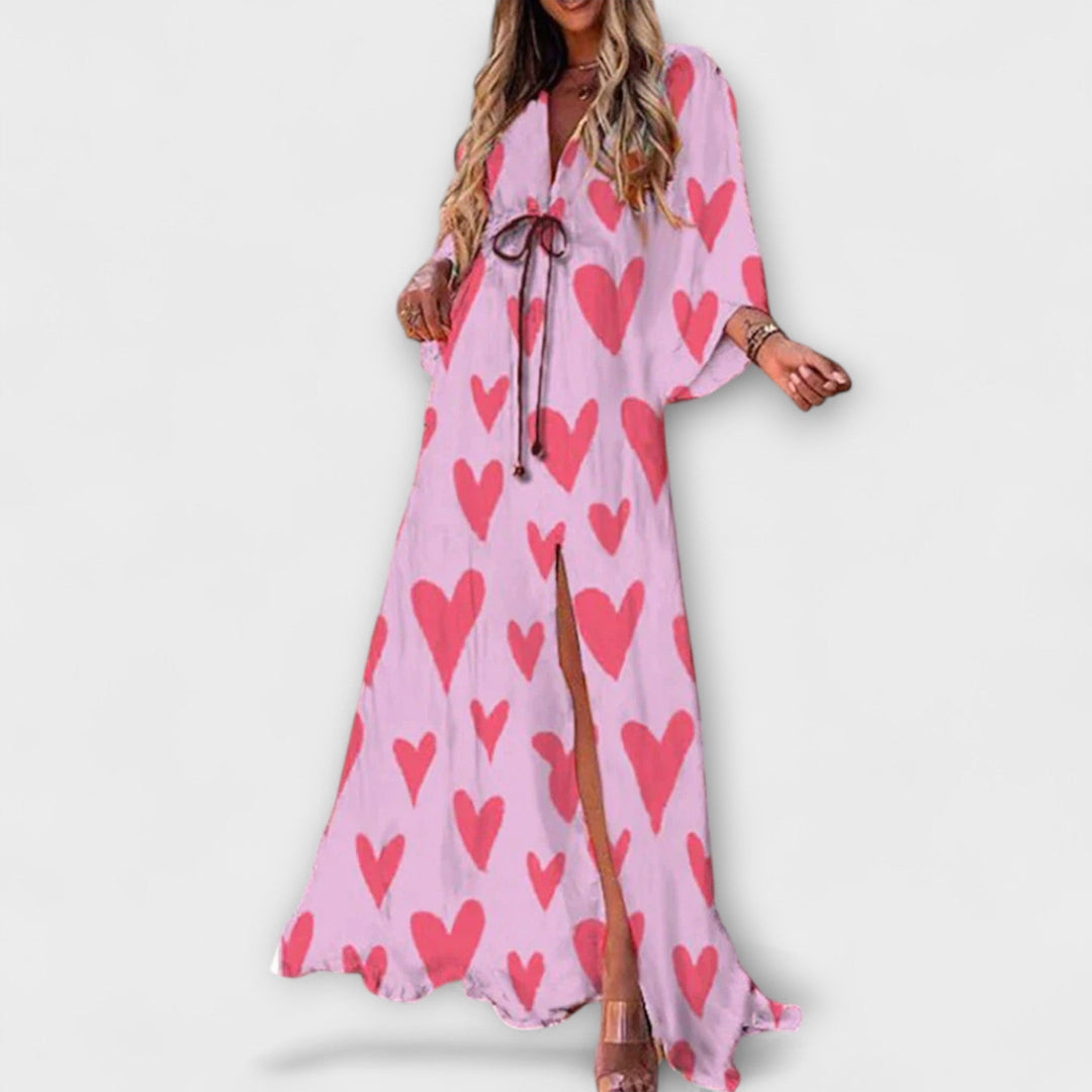 Aurina – Robe maxi fluide avec imprimé artistique