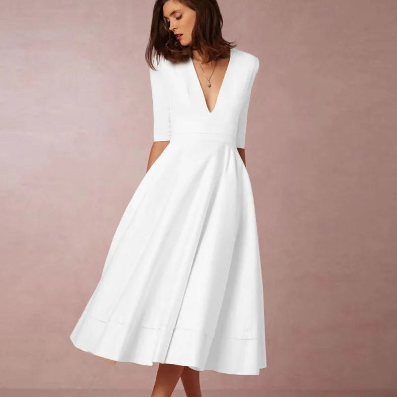 Diana - Robe midi avec décolleté en V