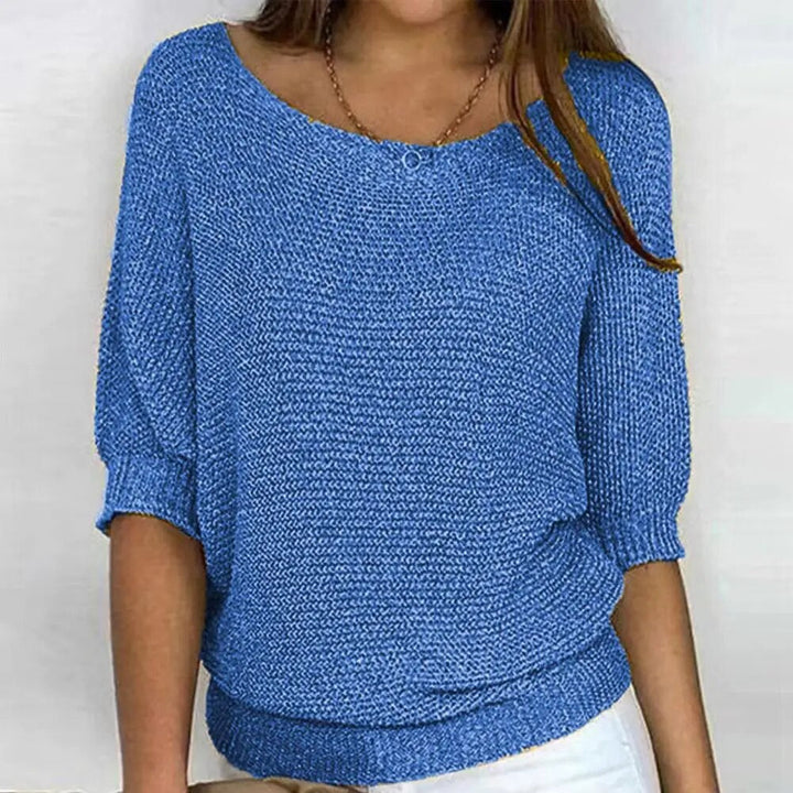 Pull en tricot à manches 3/4 pour femmes | Col rond