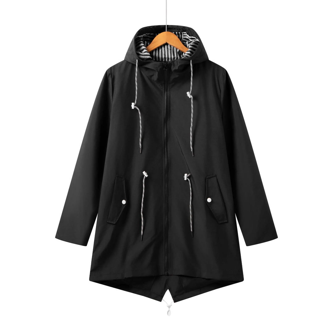 Manteau Trench Imperméable à Capuche pour Femmes | Décontracté