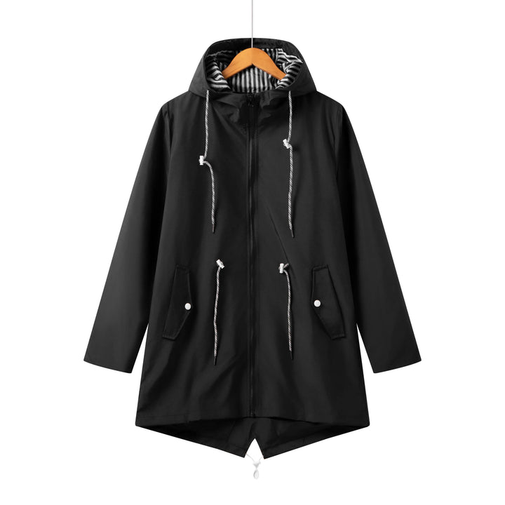 Manteau Trench Imperméable à Capuche pour Femmes | Décontracté