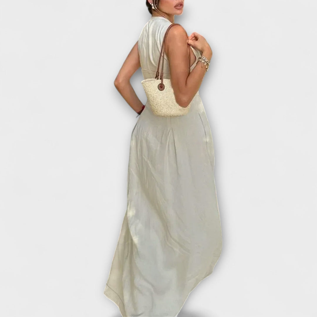 Robe midi plissée sans manches en style bodycon