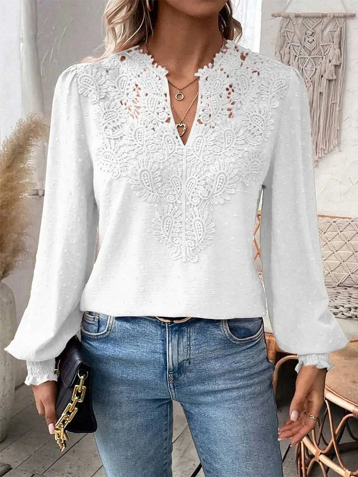Valloré | Blouse en dentelle luxueuse avec décolleté en V