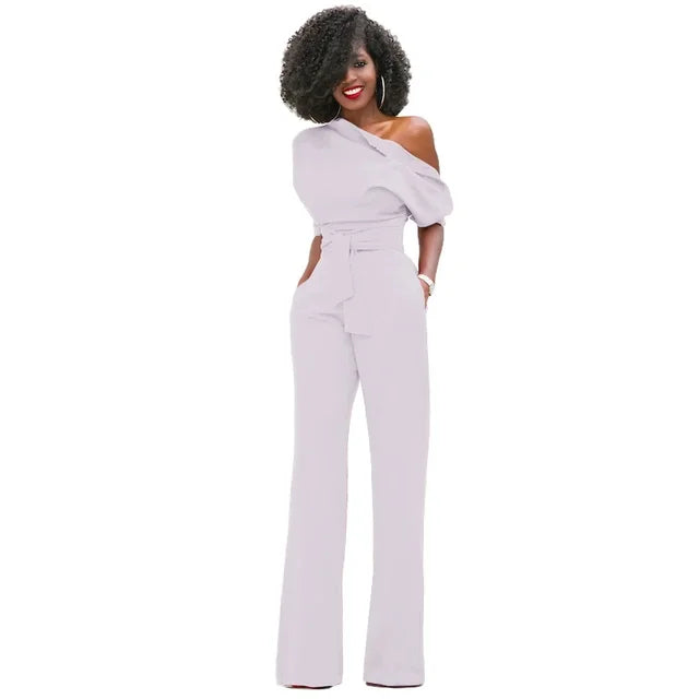Greta | Combinaison avec col asymétrique et jambes larges