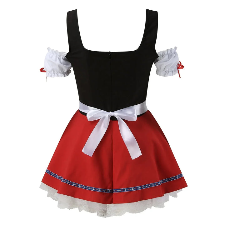 Robe Dirndl Mini Rouge pour Femmes Oktoberfest