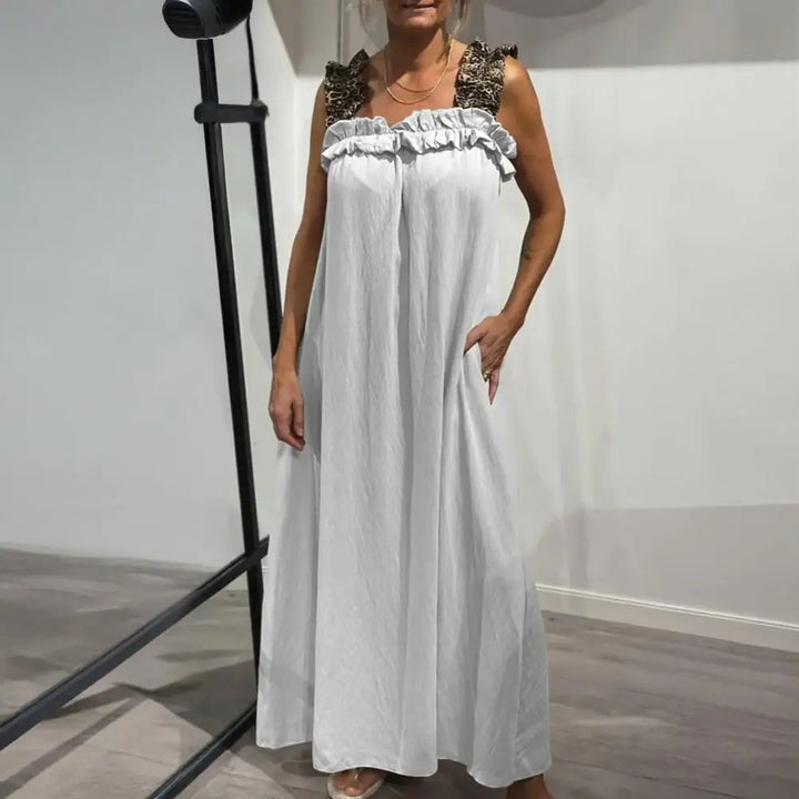 Robe maxi Neapel™ en viscose légère avec bretelles léopard et coupe fluide