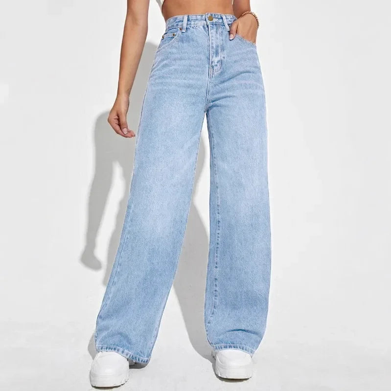 Jeans Baggy Taille Haute Femme