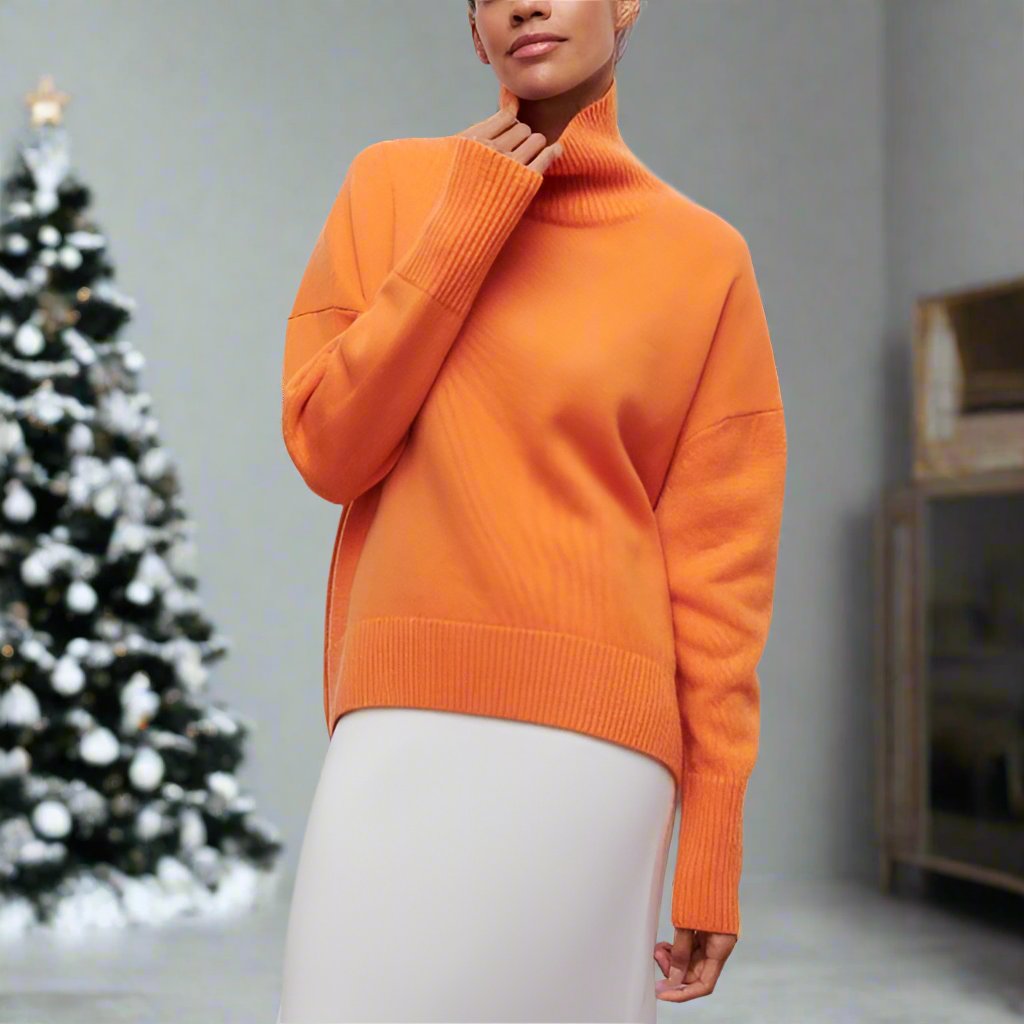 Pull en maille surdimensionné style col roulé, doux, moderne, polyvalent pour femmes