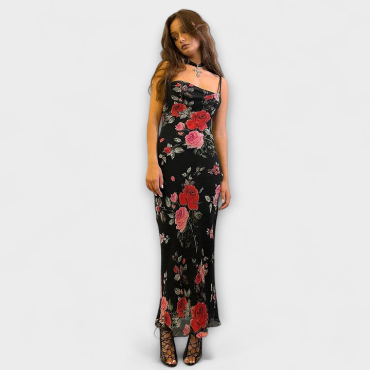 Robe Bodycon à Bretelles Spaghetti Imprimé Floral
