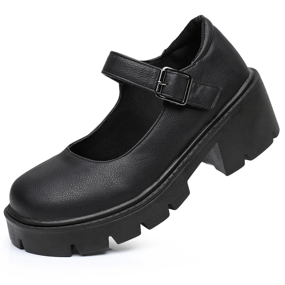 Chaussures Dirndl Mary Jane noires pour femmes | Talon compensé