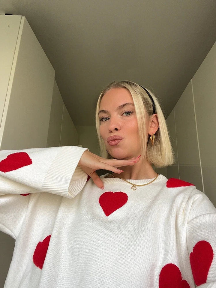 Maren | Pull en tricot à motif cœur pour femmes