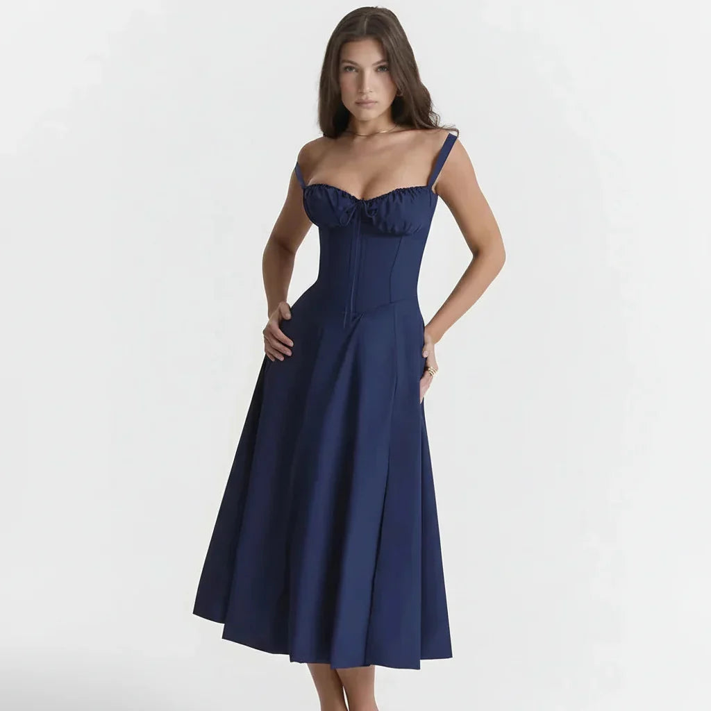Linda | Robe Fleurie Femme Corset Fente Latérale Midi – Corset Fleurie Midi 2026