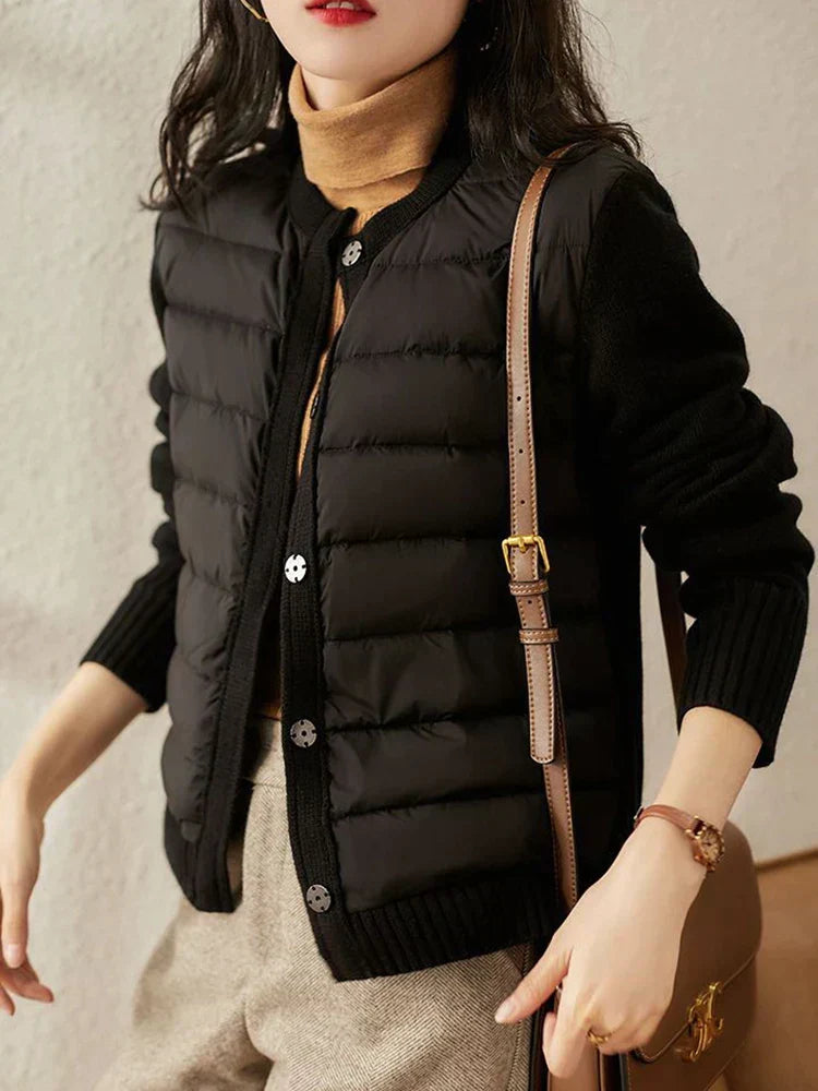Cardigan à puffer élégant, superposé et polyvalent pour femmes