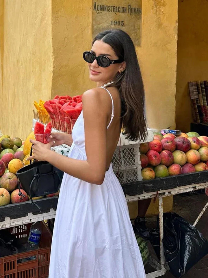 Klaudia | Robe Midi de Vacances Blanche