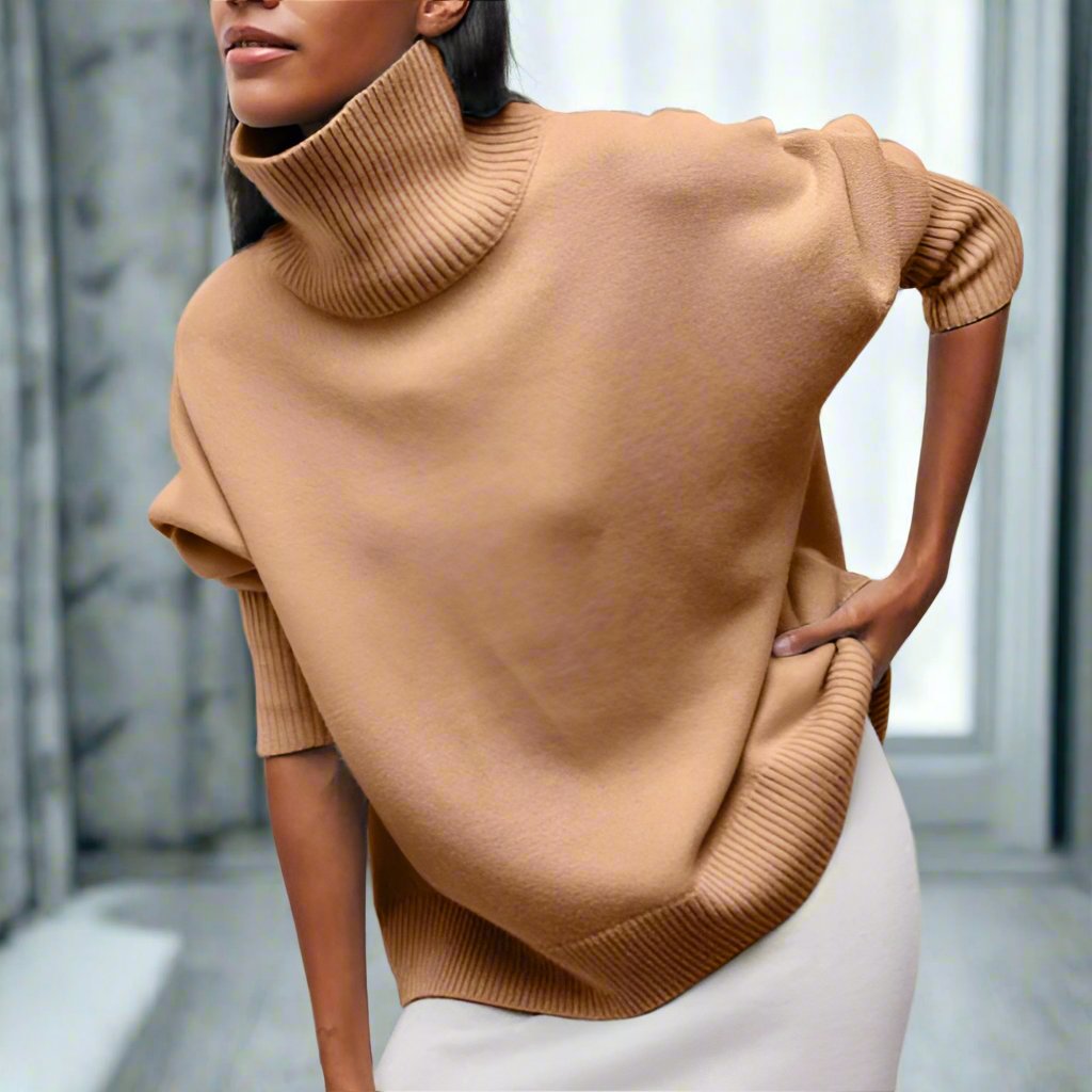 Pull en maille surdimensionné style col roulé, doux, moderne, polyvalent pour femmes