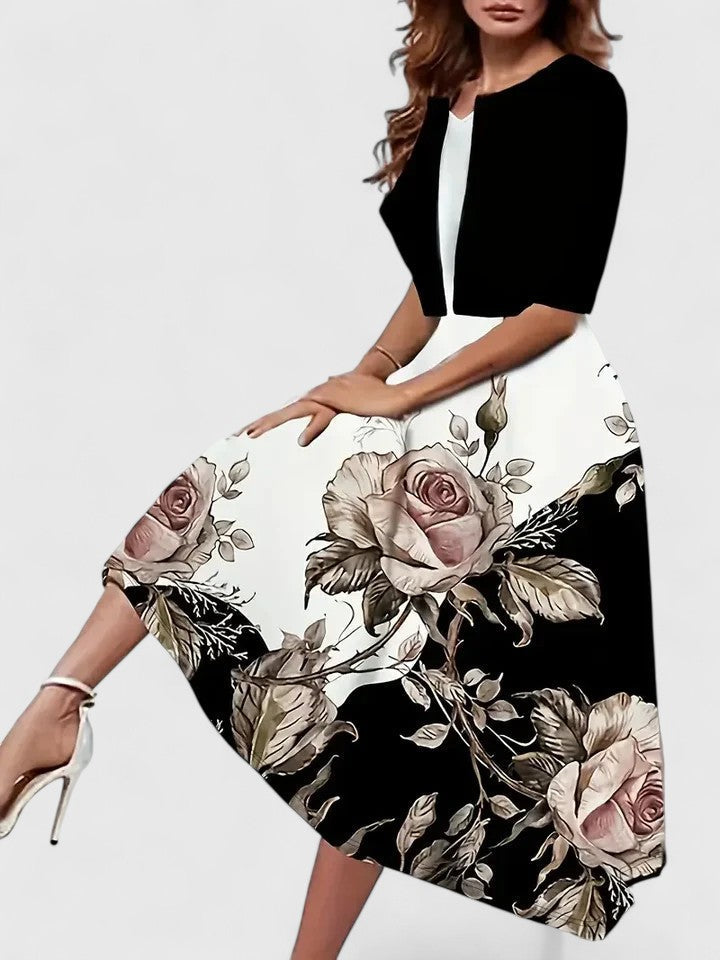 Orla | Robe midi A-ligne à manches courtes