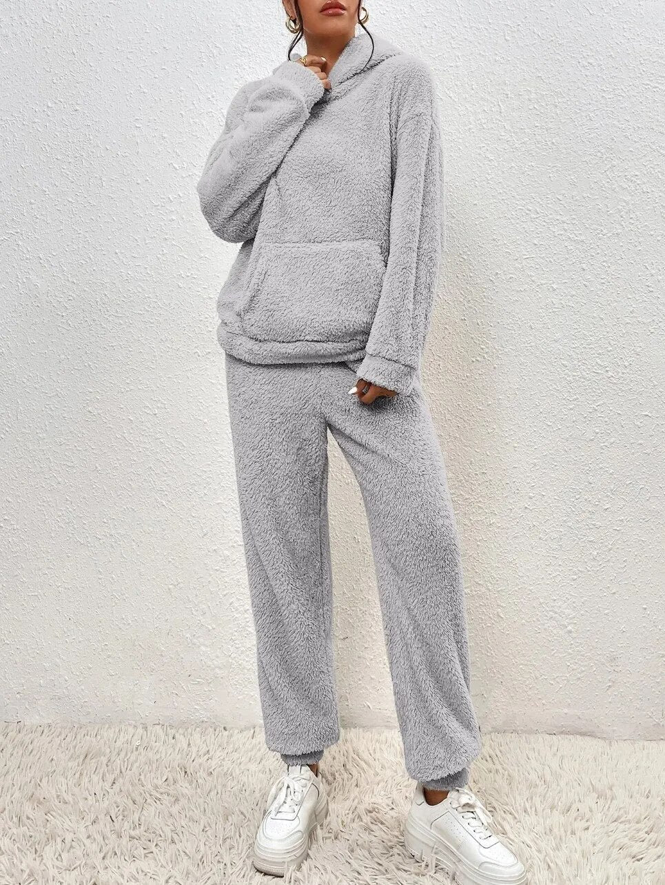 Ensemble teddy élégant et douillet avec poupée à capuche pour femmes