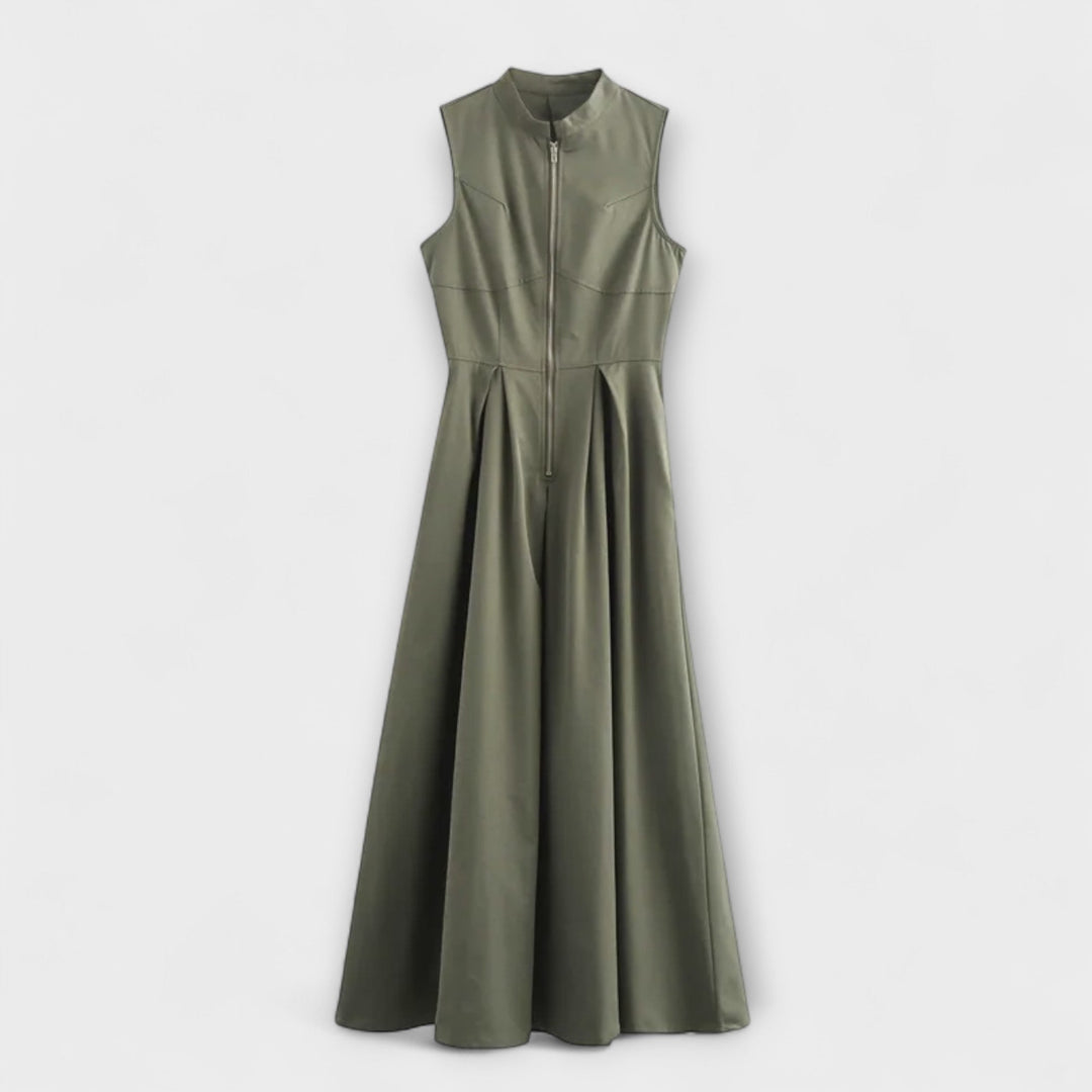 Robe midi plissée sans manches style bodycon
