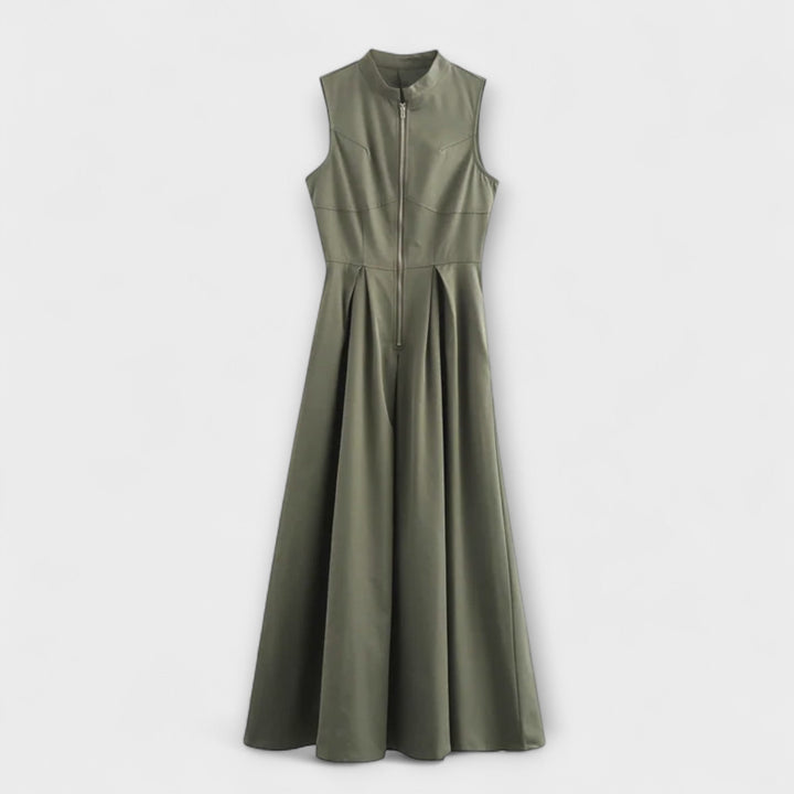 Robe midi plissée sans manches style bodycon