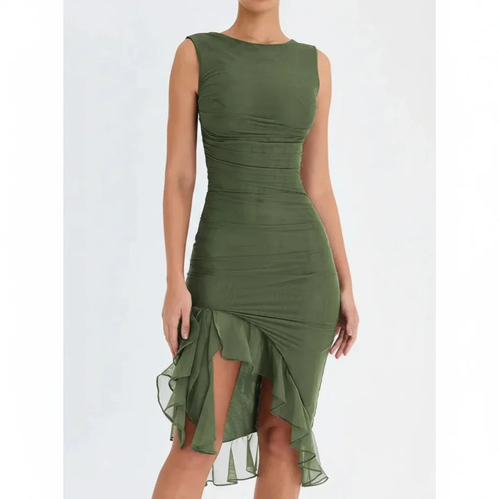 Clara | Robe Midi Élégante Femme en Stretch Mesh – Robe Midi en Mesh Élégante 2026